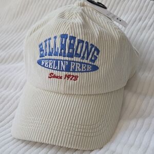 Billabong Ivory Corduroy Hat with Blue and Red Embroidery